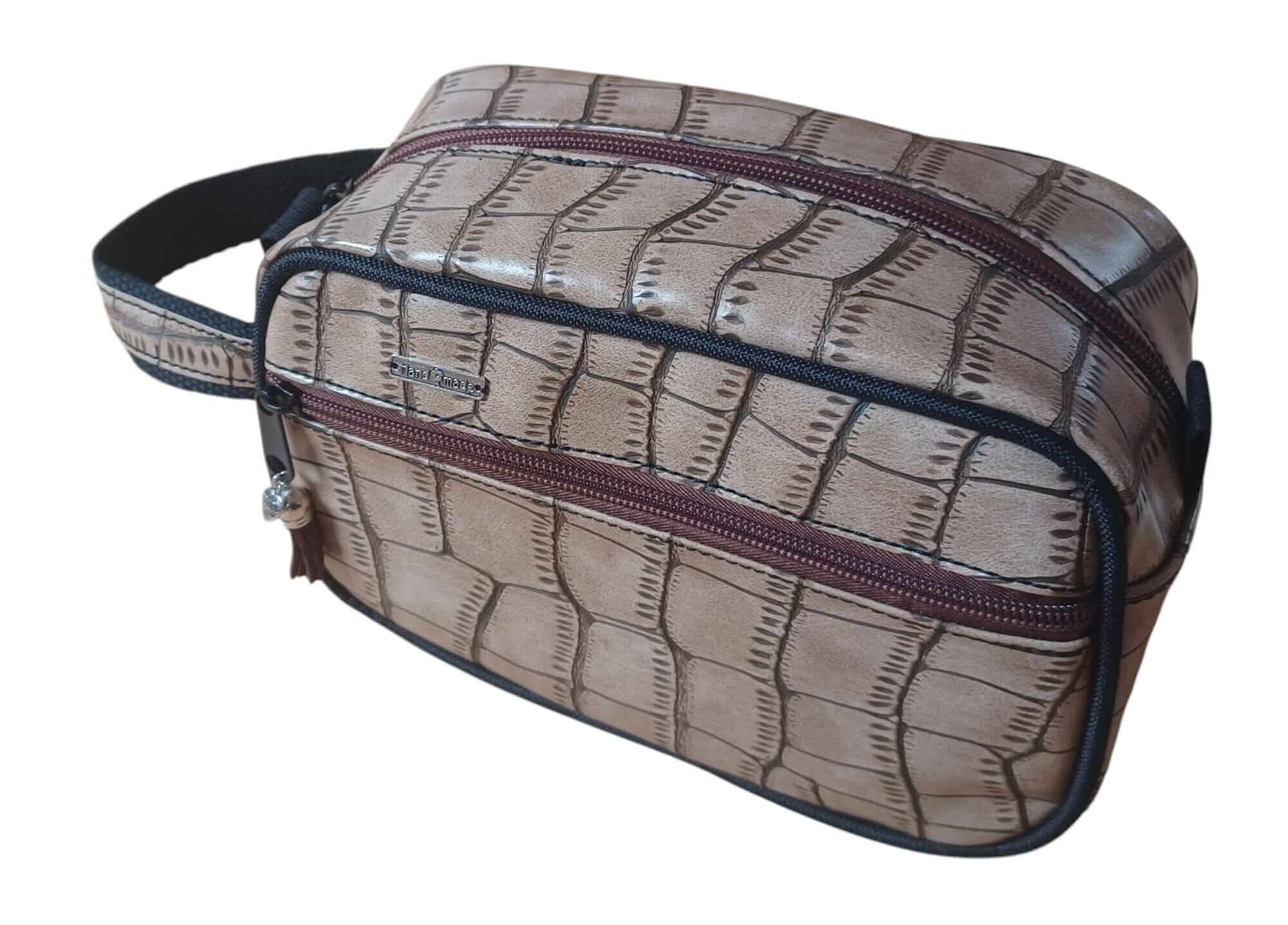 Neceser Planeta - Cuero Croco Marrón