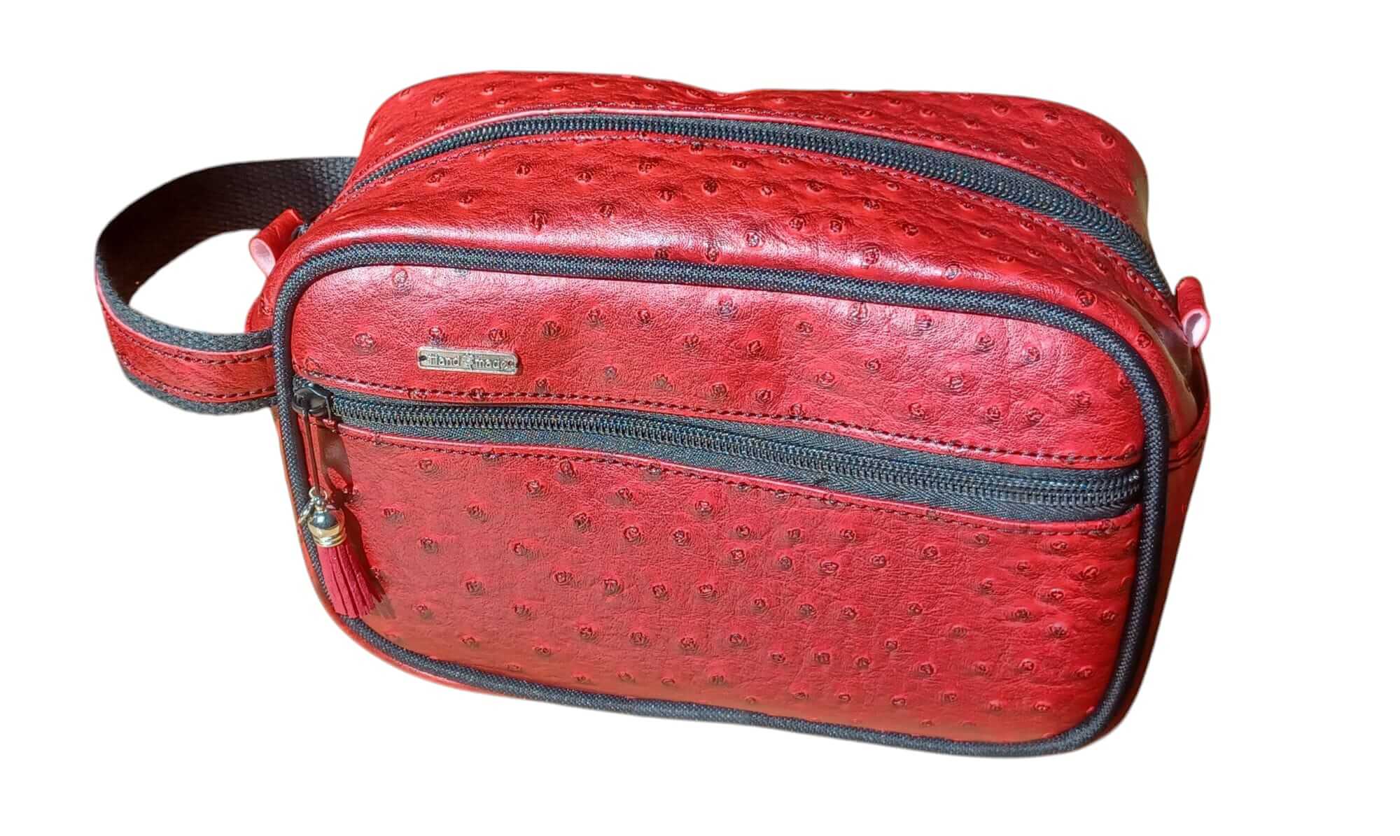 Neceser Planeta - Cuero Piel Avestruz Rojo